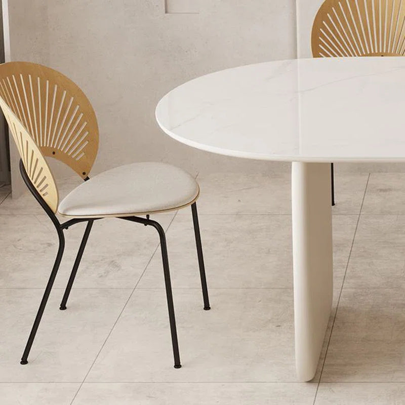 Lidmila Pedestal Modern Cream Color Dining Table