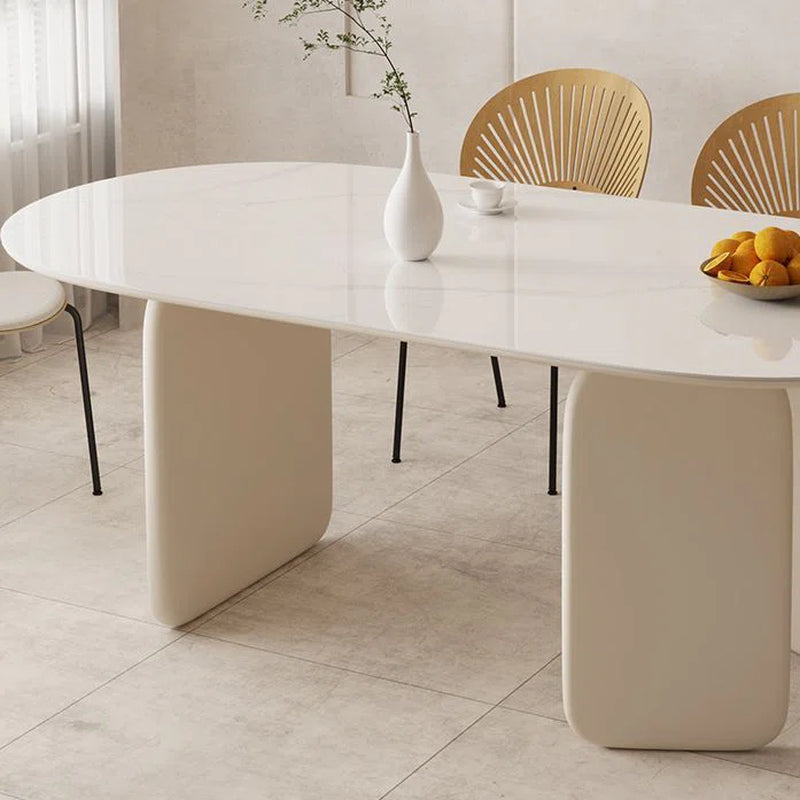 Lidmila Pedestal Modern Cream Color Dining Table