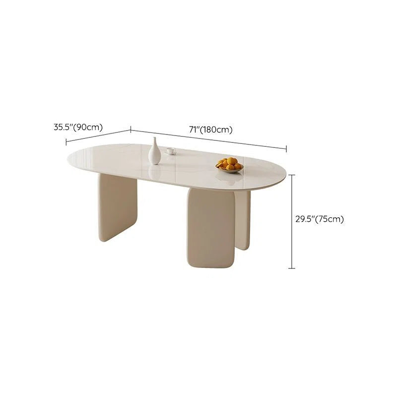 Lidmila Pedestal Modern Cream Color Dining Table