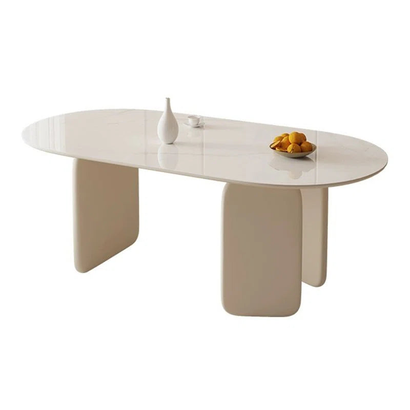 Lidmila Pedestal Modern Cream Color Dining Table