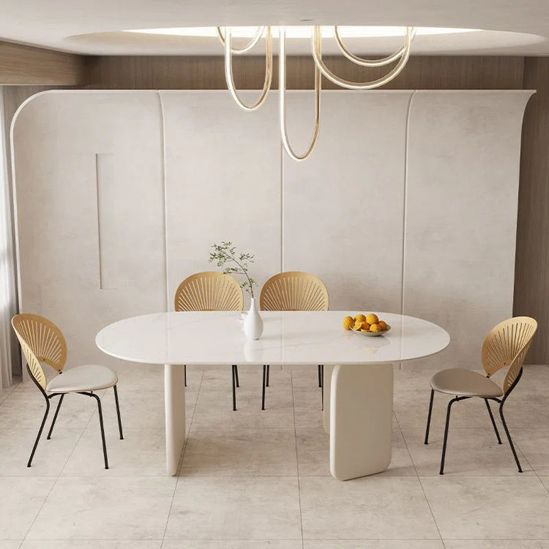 Lidmila Pedestal Modern Cream Color Dining Table