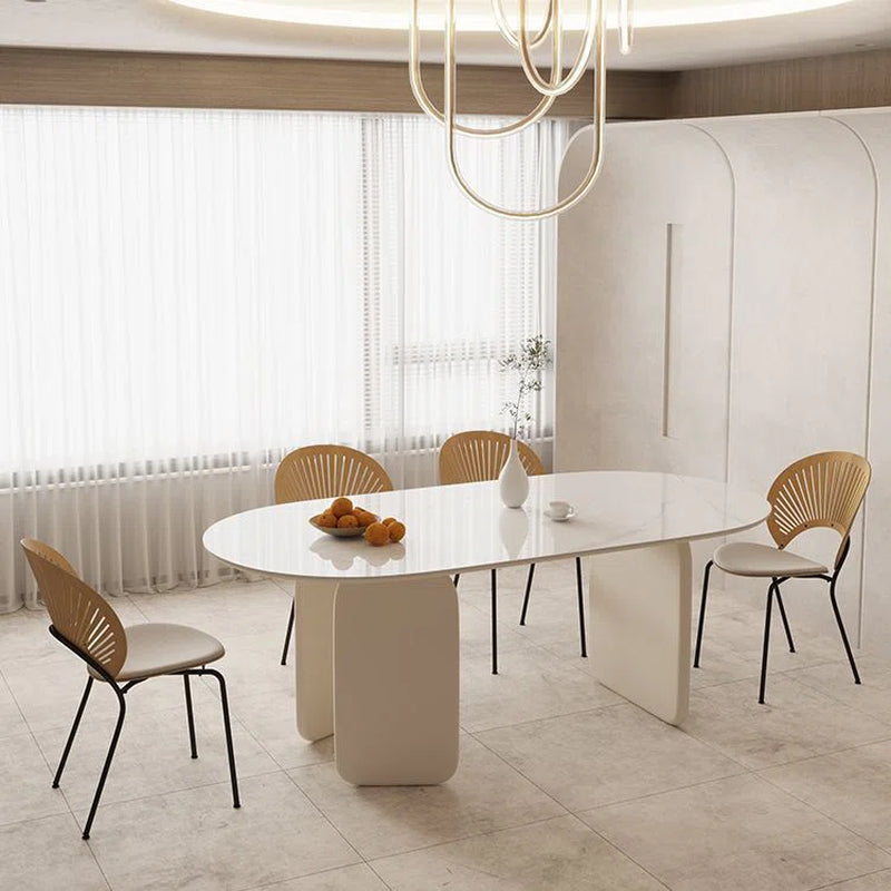 Lidmila Pedestal Modern Cream Color Dining Table