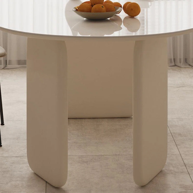 Lidmila Pedestal Modern Cream Color Dining Table